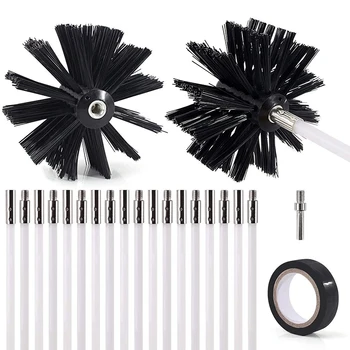 

22-Piece 24 Feet Dryer Vent Brush Lint Remover Drill Includes 2 Nylon Brush Heads, 18 Rods, 1 Drill Connector and 1 Tape