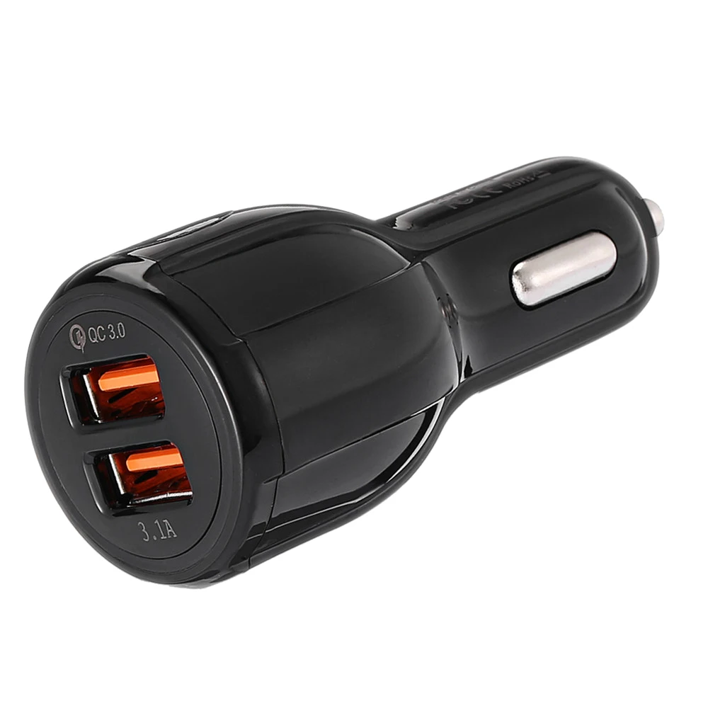 Черное автомобильное зарядное устройство с двумя 2 портами USB быстрое автомобильное зарядное устройство Быстрая зарядка 3,0 универсальное для samsung S8 S9 Xiaomi huawei p8 зарядное устройство для телефона
