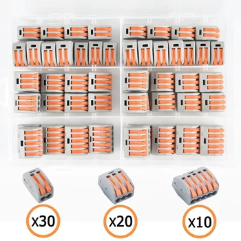 

Lever-nuts 60PCS Compact Splicing Connector Assortment Kit Contains PCT-212(30 PCS) PCT-213(25 PCS) PCT-214(25 PCS) PCT-215(25）