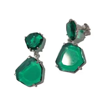 

Earrings sterling silver with quartz green size irregular