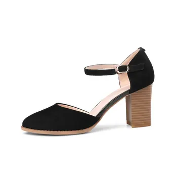 

Suede leather high Heels shoes woman office ladies shoes poined toe Ladies Shoes summer Female Pumps size 41 42 43