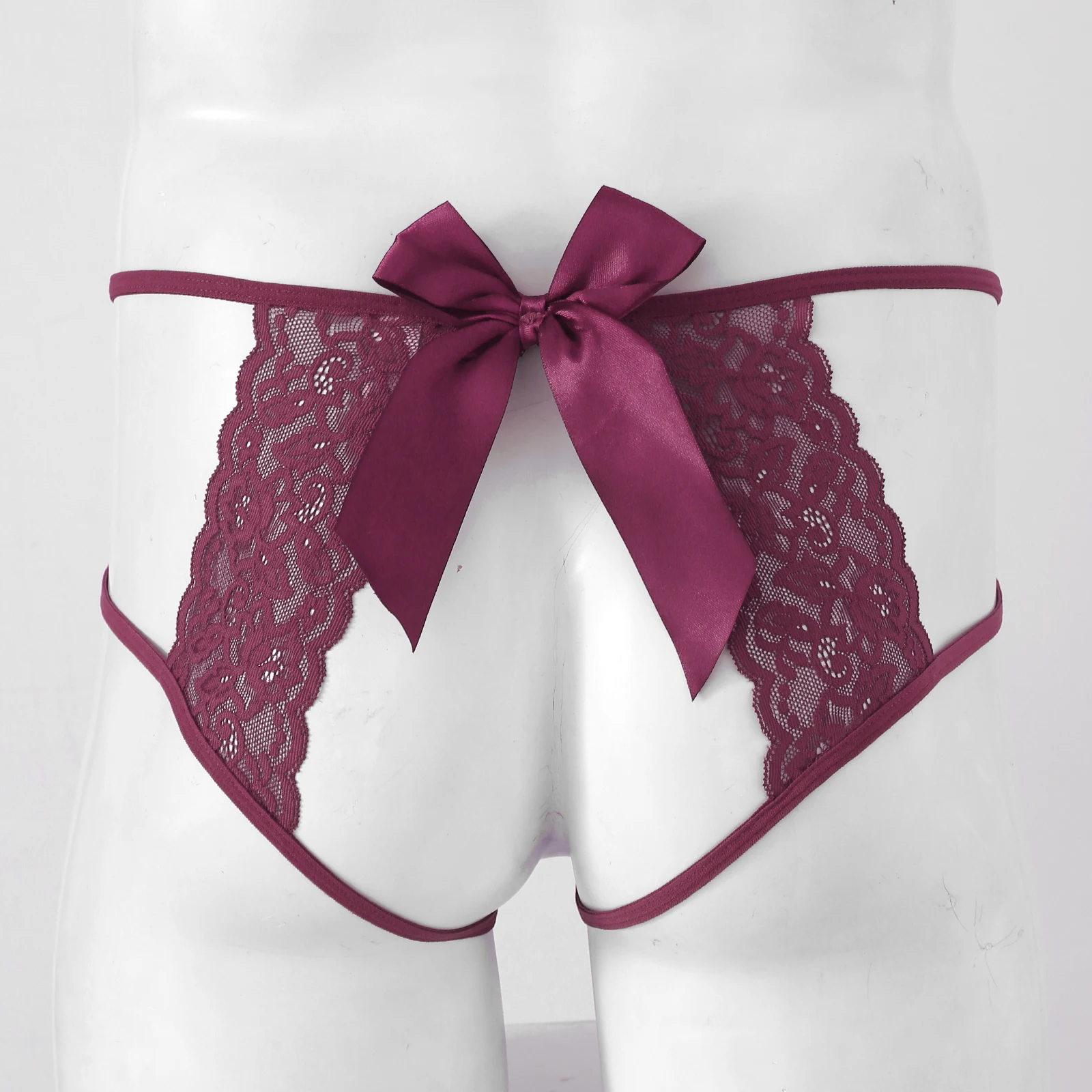 Men Lingerie Briefs Sissy Lace Crotchless Panties Gay Male Sexy See-through Open Butt Briefs Underwear Exotic Penis Hole G-string men stretch g string panties,men stretch thong underwear,men lingerie briefs