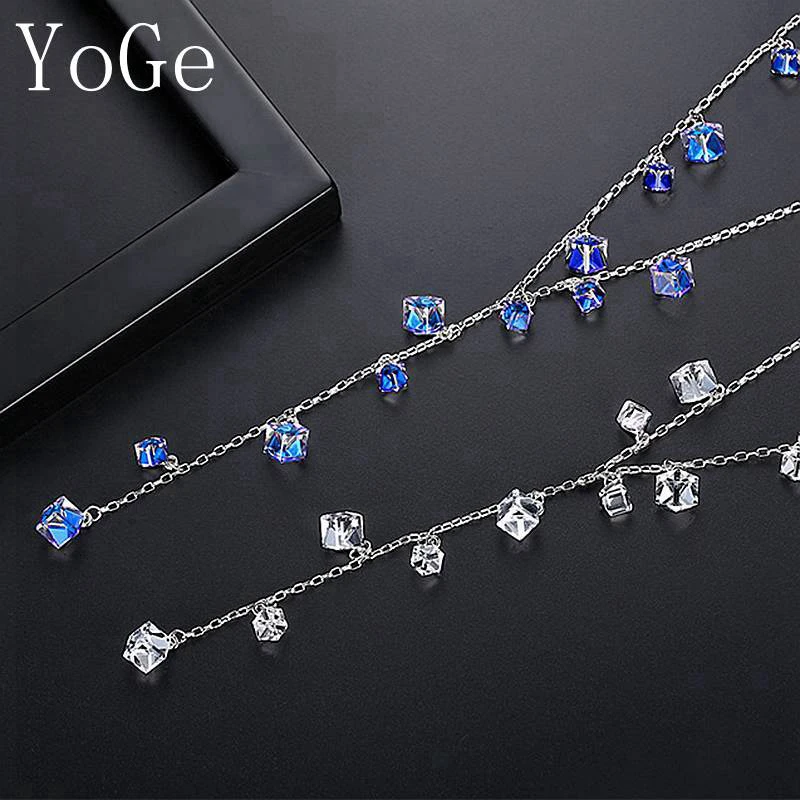 YoGe Wedding/Party/dinner Jewelry for Women's Accessaries Fshion AAA CZ square stone Necklace Sweater Chain PD172 | Украшения и