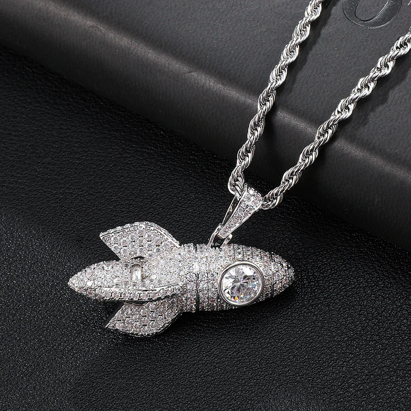 D&Z New Panda Pendant Bling Cubic Zirconia Iced Out In White Gold Color  Necklaces & Pendants For Men Jewelry Solid Back