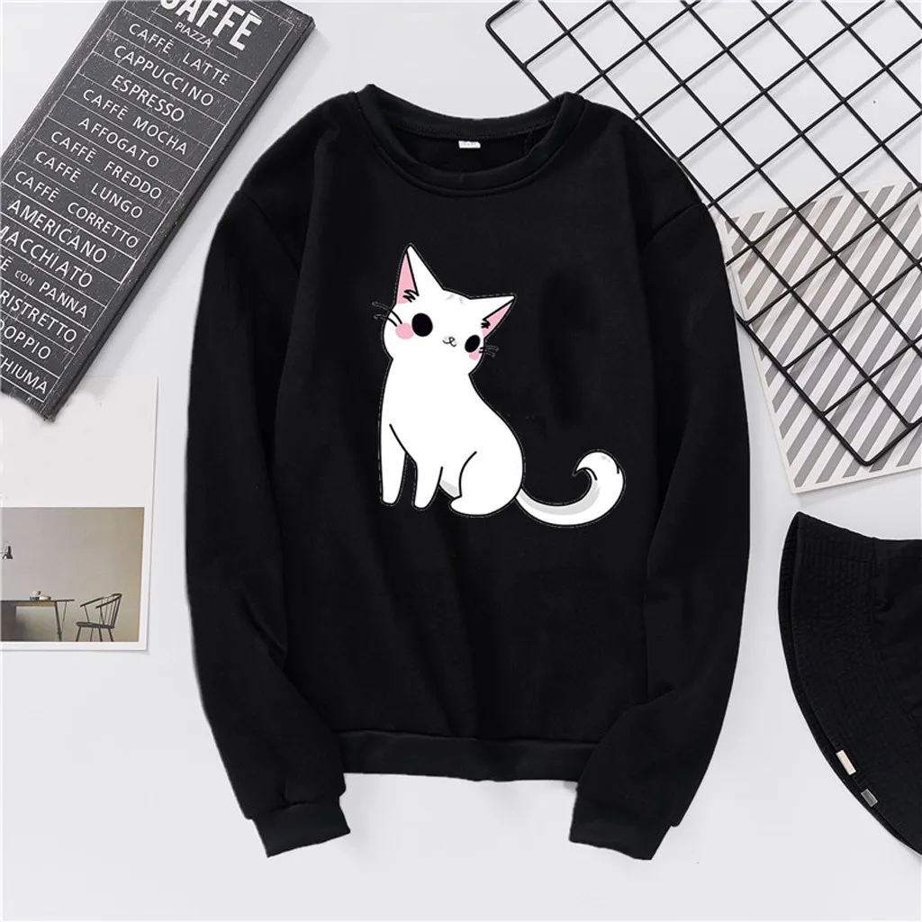 Hoodies Women Autumn 2019 Cartoon animal Print o-neck cute Kawaii Harajuku Hoodie Hoodies And Sweatshirts Women Pullovers