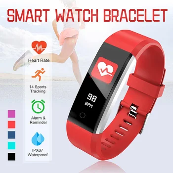 

0.96" TFT Smart Watch Fitness Tacker Heart Rate Blood Pressure Monitor Waterproof Sport Tracking Bracelet Message Reminder