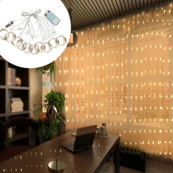 

300 Leds New Year Light Outdoor Christmas Window Curtain String Lights With Remote Control Sound Activated Music String Light