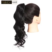 Morichy волнистые бразильские хвосты на клипсах, не Реми, человеческие волосы для наращивания, настоящие человеческие волосы с натуральным черным цветом