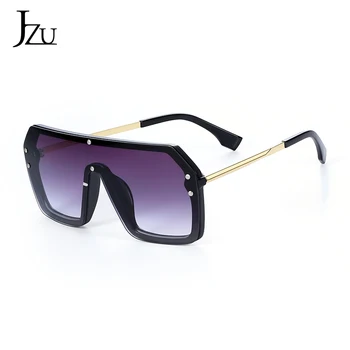 

JZU 2019 New Red Black Oversized Square Fashion Brand Sunglasses Women Men One Piece Lens Big Frame Sun glasses For Women UV400