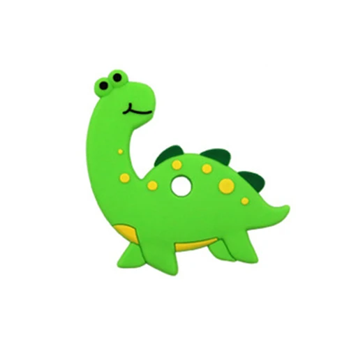 green Детский прорезыватель, игрушка для ухода за полостью рта, силиконовый Безопасный детский прорезыватель, животное, динозавр, силиконовые жевательные подвески, детские игрушки для прорезывания зубов - Цвет: green