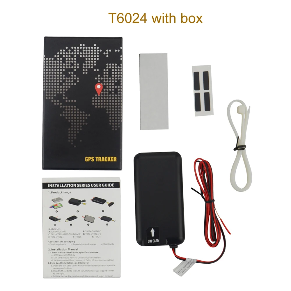 T6024 микро gps отслеживающее устройство в режиме реального времени мини gps устройство gps-трекер на мотоцикл система автомобиля gps/GPRS и антенна gps локатор - Цвет: With box
