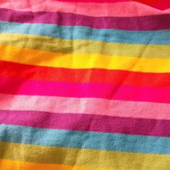 

100*150cm Stretchy rainbow Stripe Cotton Knitted Fabric DIY Elastic Lycra Cotton shirt baby clothing making fabric