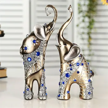 

2PCS/SET EUROPEAN RESIN ELEPHANT CRAFTS MOTHER AND CHILD ANIMAL FIGURINE HOME LIVING ROOM DECORATION CREATIVE ELEPHANT ORNAMENTS