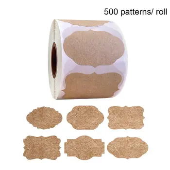 

500pcs Logo Present Sticker Gift Tag Self Adhesive Blank DIY Brown Paper Label Jars Glass Bottle Stationery Portable 6 Styles