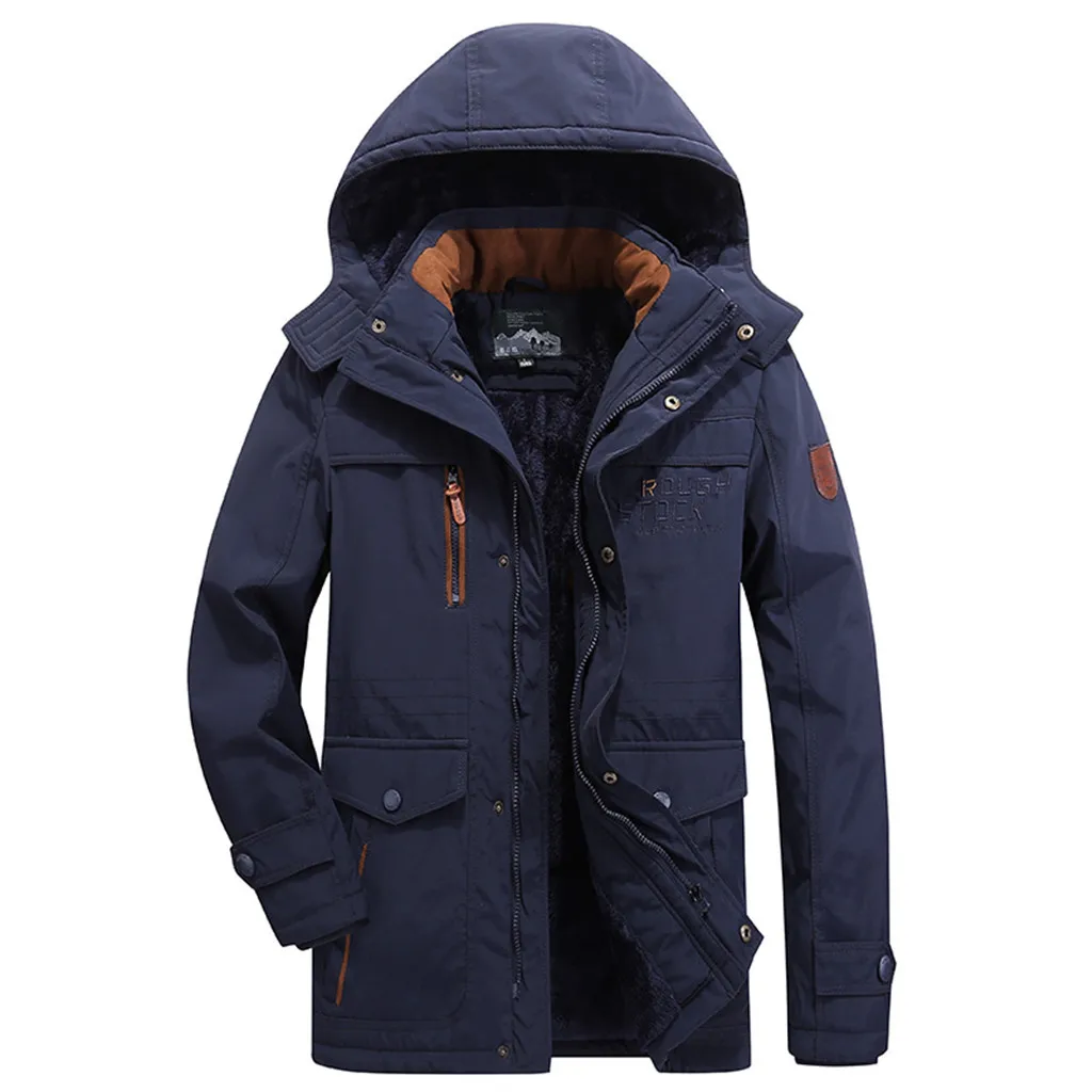 

2019 New Fashion Winter Outerwear Men's Long Section Plus Stitching Velvet Thick Pocket Hooded Thin Luxury Jacket L-6XL jaqueta