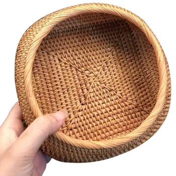 

Rattan Fruit And Vegetable Storage Hand-Woven Storage Basket Bread Basket Snack Gift Basket Dry Small Basket Storage Box Basket