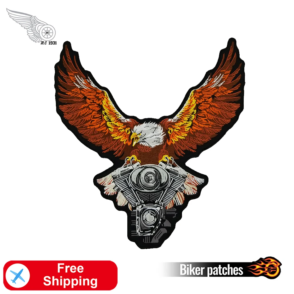 Нашивка С Вышивкой Freedom Eagle для мотоцикла большая задняя часть размер утюга