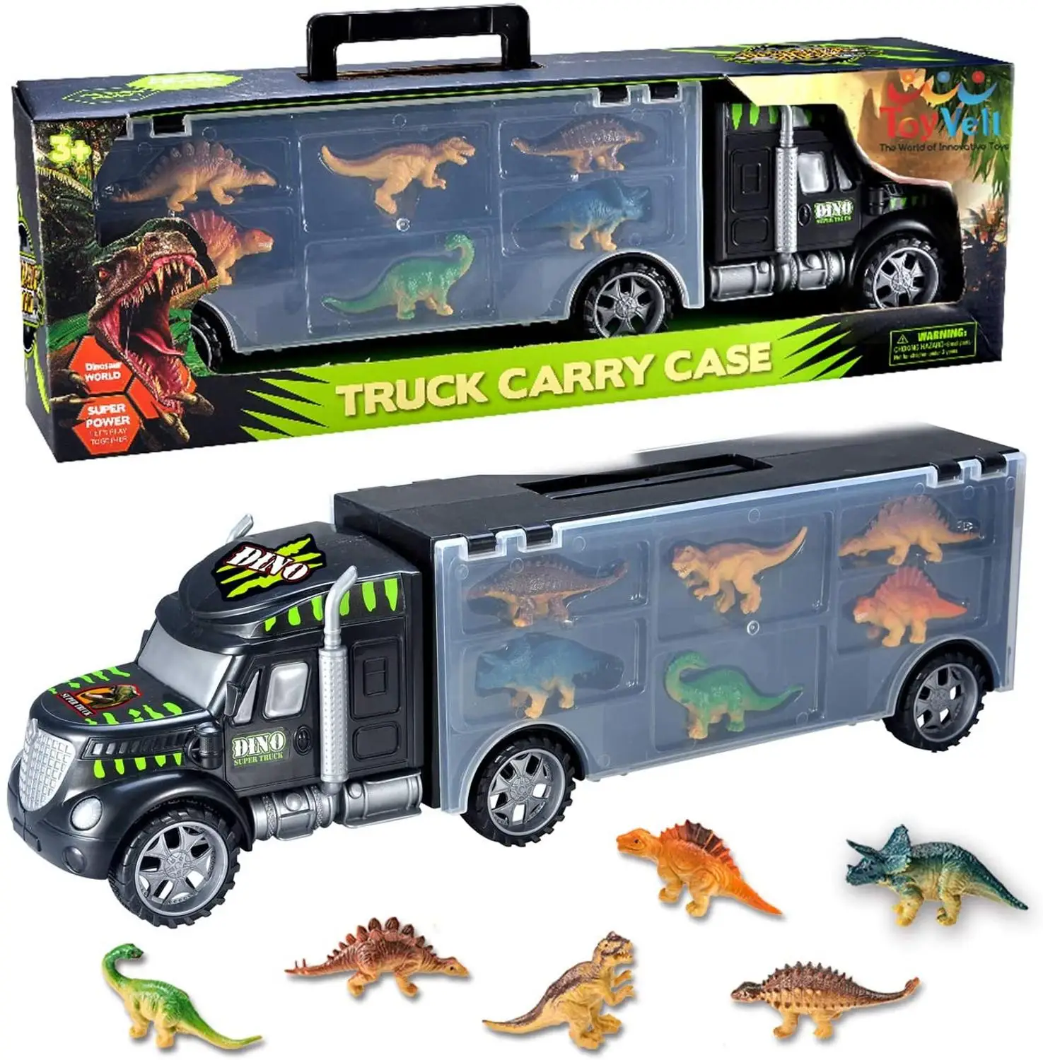 

Dinosaurs Transport Car Carrier Truck Toy with Dinosaur Toys Inside - The Best Dinosaur Toy For Boys And Girls