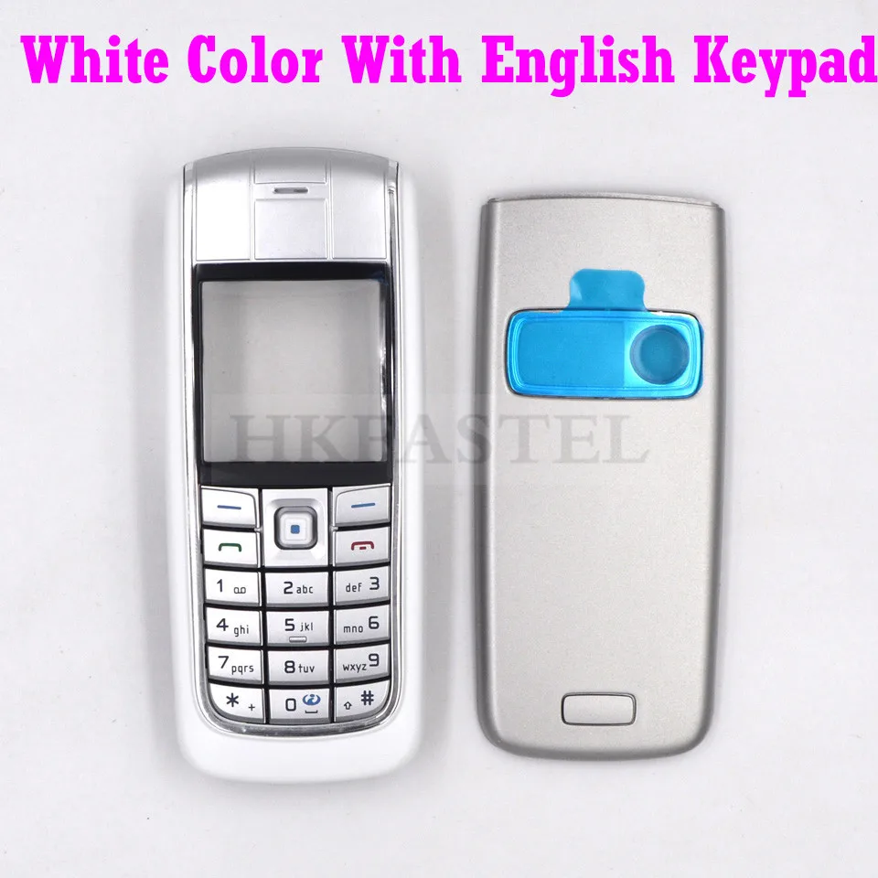 White Enlgish HKFASTEL, корпус, клавиатура для Nokia 6020, передняя рамка для ЖК-дисплея, задняя крышка, чехол для батареи, китайский/русский/иврит, клавиатура - Цвет: White Enlgish