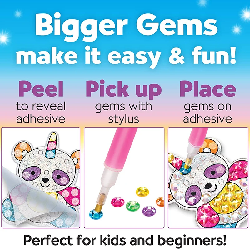 Kids Big Gem Diamond Painting Kit Create 12 Stickers Diy Arts