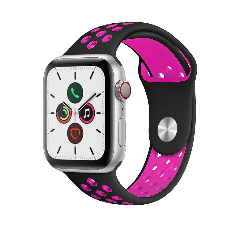 black pink Силиконовый ремешок pulseira для apple watch band 4(iwatch 5) 44 мм 40 мм apple watch 3 2 1 ремешок 42 мм 38 мм - Цвет ремешка: black pink