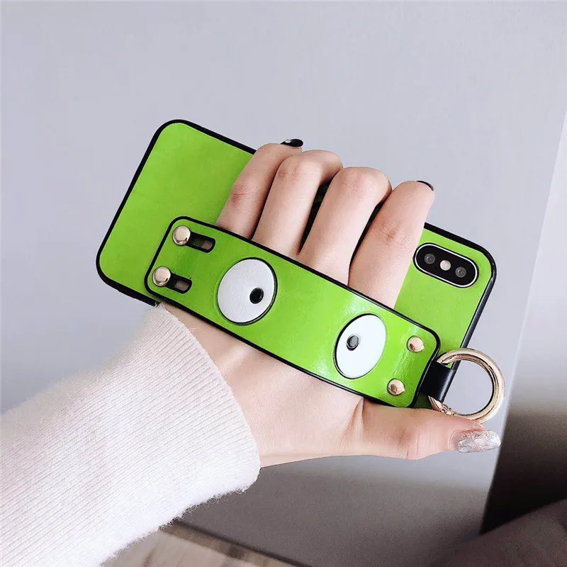 Высокое качество kickstand зеленый мультяшный браслет лягушка чехол для мобильного телефона iphone 6 6s 7 8 plus xs max xr x BIA701