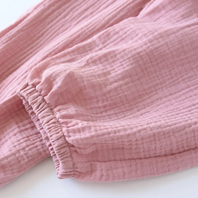 Japanese-style New Spring And Summer Women's Trousers 100% Cotton Crepe Cloth Large Size Color Tie Pants Casual Pants Home Pants