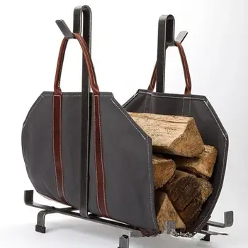 

Large Canvas Log Tote Bag Carrier Indoor Fireplace Firewood Tote Log Holders Outdoor Camping Tubular Birchwood Stand Holder Bag