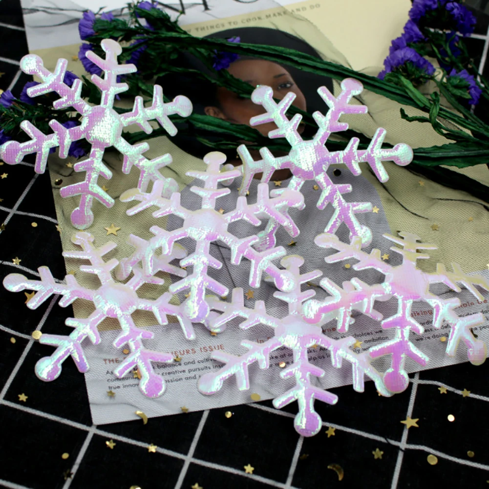 10Pcs Xmas Artificial Snowflake Ornaments DIY Artificial Glitter Snowflake Christmas Tree Decoration Party Wedding Home Decor