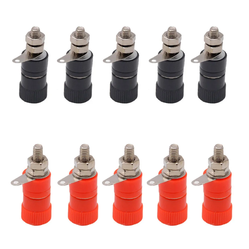 

5PCS 4mm Banana Socket Nickel Plated Binding Post Nut Banana Plug Jack Connector Red Black