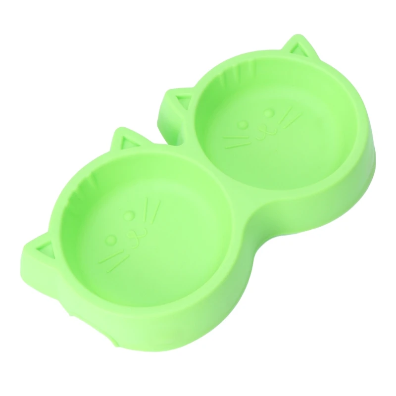 Зеленый Pet Products Plastic Cat Facial Care PET Bowl Environmental protection, non-toxic to dogs Food double bowls Crockery Pet feeding - Цвет: Зеленый