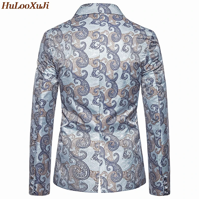 HuLooXuJi Для мужчин зимний пиджак куртки Деловые свадебные костюмы Slim Fit Вышивка яркий ночной клуб вечерние платье пальто нам Размеры: S-2XL