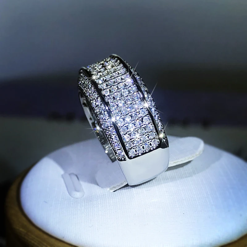 925 Sterling Silver Zircon Full Diamond Ring For Ladies Couple Party Birthday Jewelry Gift silver rings,silver ring
