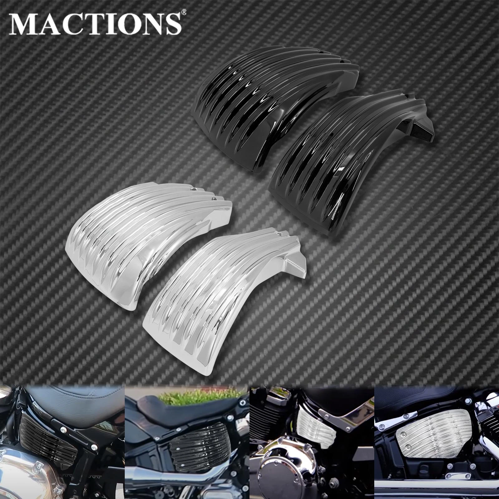 Black Battery Side Fairing Cover For Harley M8 Softail FXDR 2018-2021 – ABS Plastic, Pre-Drilled