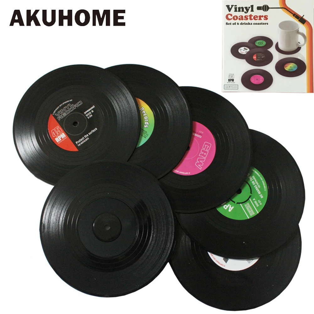 Coaster Table Nonslip-Pads Coffee-Mug-Cup Vinyl Record Heat-Resistant Drink Creative