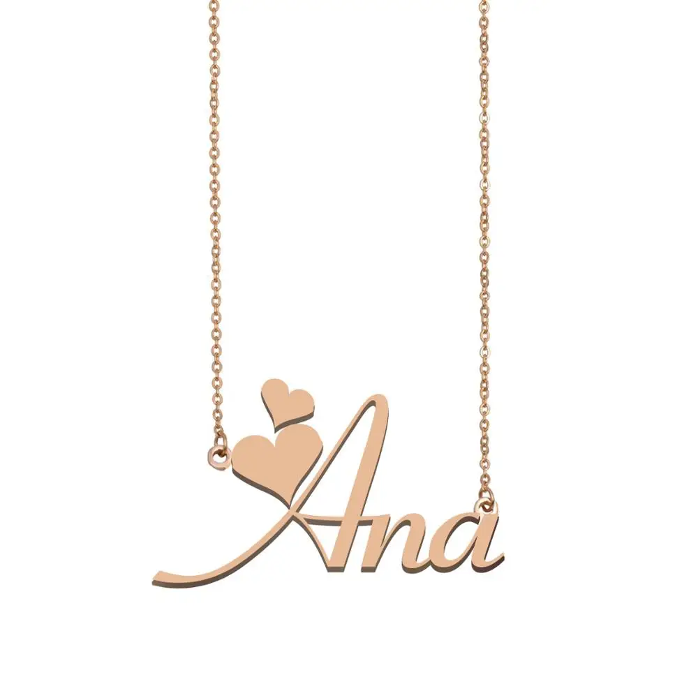 

Ana Name Necklace Custom Gold Nameplate Pendant for Women Girls MOM Best Friends Birthday Wedding Mother Gift -Stainless Steel