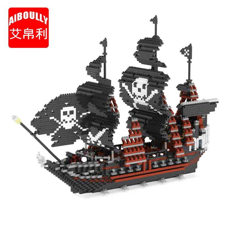 

AIBOULLY 66520 Caribbean Pirate Black Pearl Ship 3D Model 3633pcs DIY Mini Building Diamond Blocks Bricks Toy for Children