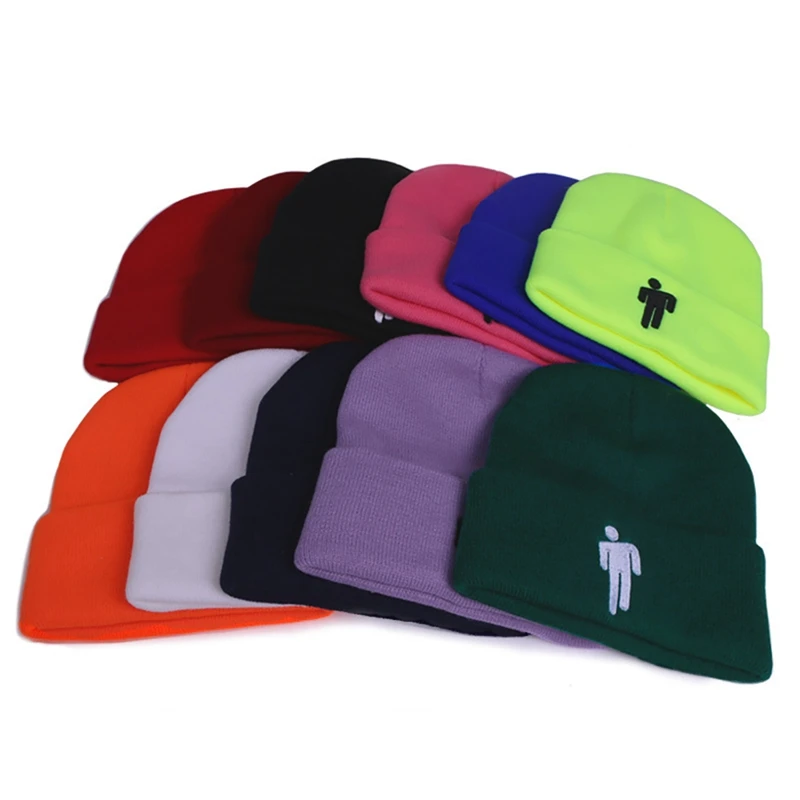 

Billie Eilish Beanie Hat Women Men Knitted Hats Warm Winter Hats Hip-hop Outdoor Casual Sport Cap Bonnet 12 Colors S1 New