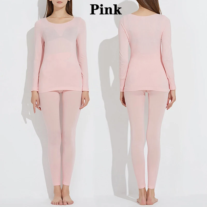 Термобелье для женщин, сексуальное теплое длинное для женщин, бесшовное зимнее термобелье, комплект теплого термоса, одежда для женщин/мужчин - Цвет: Women--Pink