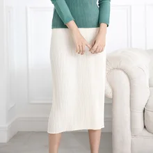 Модная простая Осенняя юбка MIYAKE, НОВАЯ тонкая плиссированная Женская юбка средней длины со складками