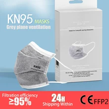 20PCS/BOX CE KN95 5 Layers Gray Adult Mask Activated Carbon Dust Respirator Face Protective Dustproof KN95 FFP2 Women Mask