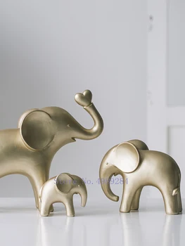 

Nordic modern Resin Gold Elephant family Modern home Decorative ornaments a family of three Couple Decoration accessories