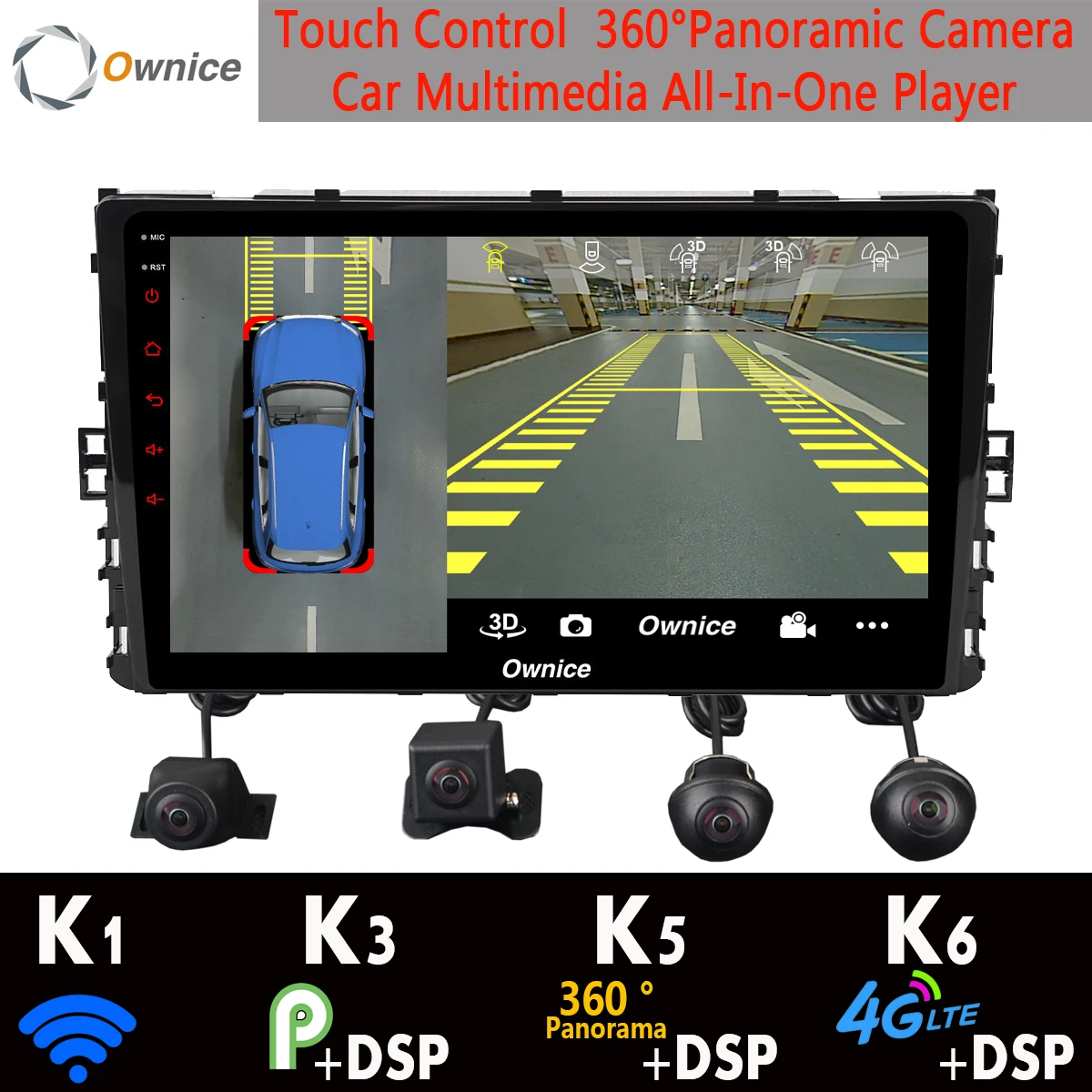 Автомобильный мультимедийный плеер с камерой 360 ° Android 9 0 4 Гб + 64 ГБ DSP CarPlay GPS радио
