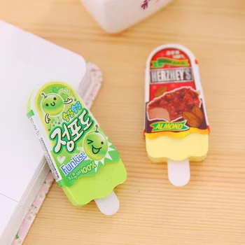 

2pcs Brand new high quality ice cream eraser free shipping Kawaii eraser escolar goma de borrar children's school supplies