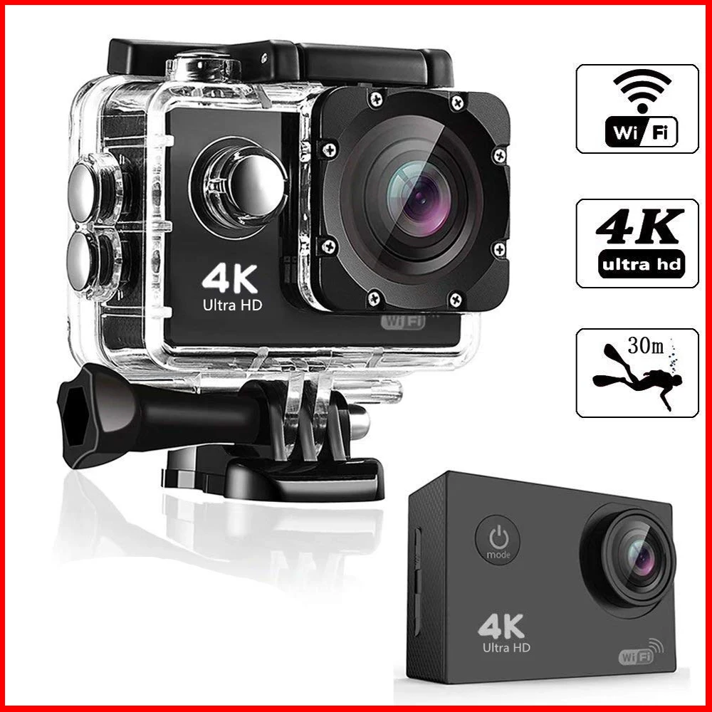 Action Camera Ultra HD 4K WiFi 2.0-Inch Screen 140D Underwater 30M Go Waterproof Pro Helmet Video Recording Cameras Sport Cam |