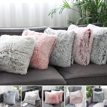 

45×45cm Soft Plush Fluffy Soft Cushion Cover Decorative Pillow Throw Solid Color Cases Luxury Home Sofa Decor Living Room
