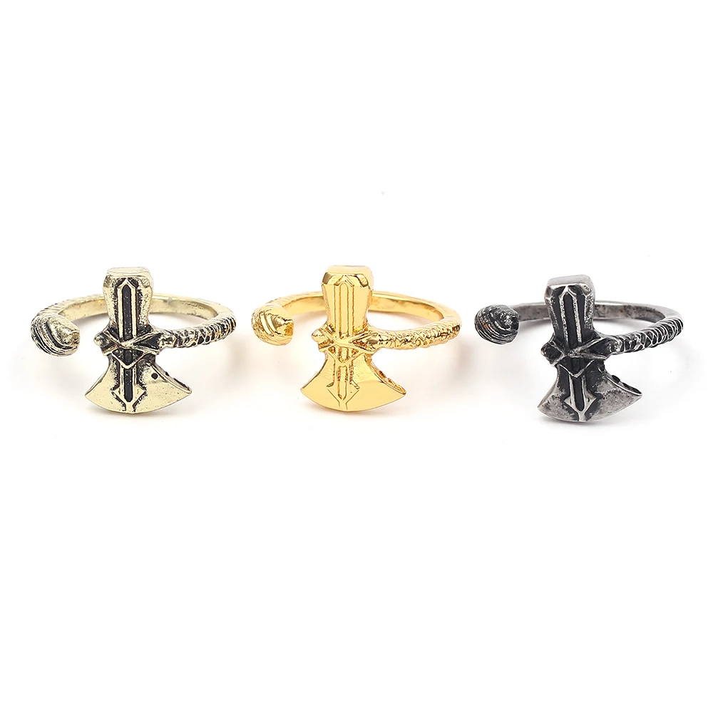 

Wholesale 10PCS/LOT retro classic "Avenger 3" three colors adjustable with super hero Thor Axe Storm Crusher Men's Ring Gift