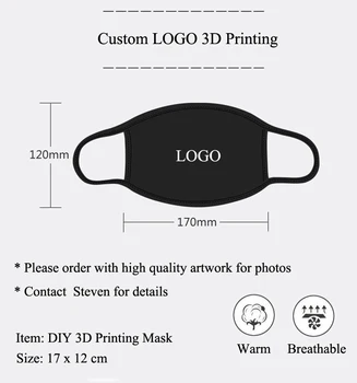

100pcs/lot Nice Custom logo Personalized DIY 3D printing black mask