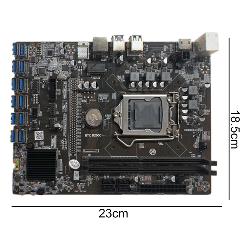 budget gaming pc motherboard B250C BTC Mining Motherboard with G3930 CPU+Fan+SATA Cable+Switch Cable 12*PCIE to USB3.0 GPU Slot Support DDR4 DIMM RAM cheap motherboard for pc