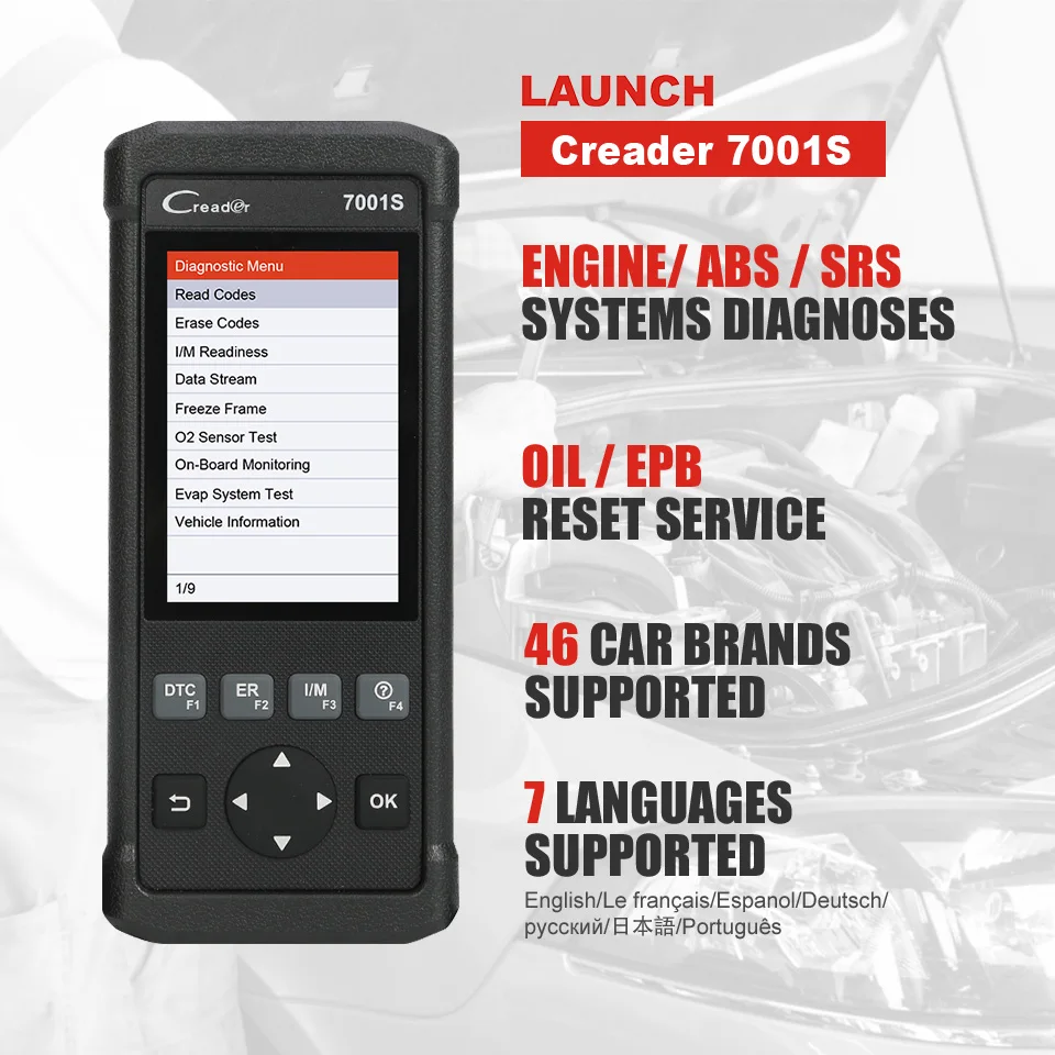 launch Creader 7001S OBD2 сканер автомобильный диагностический инструмент ABS SRS